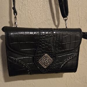 Coldwater Creek faux crocodile black vintage handbag.